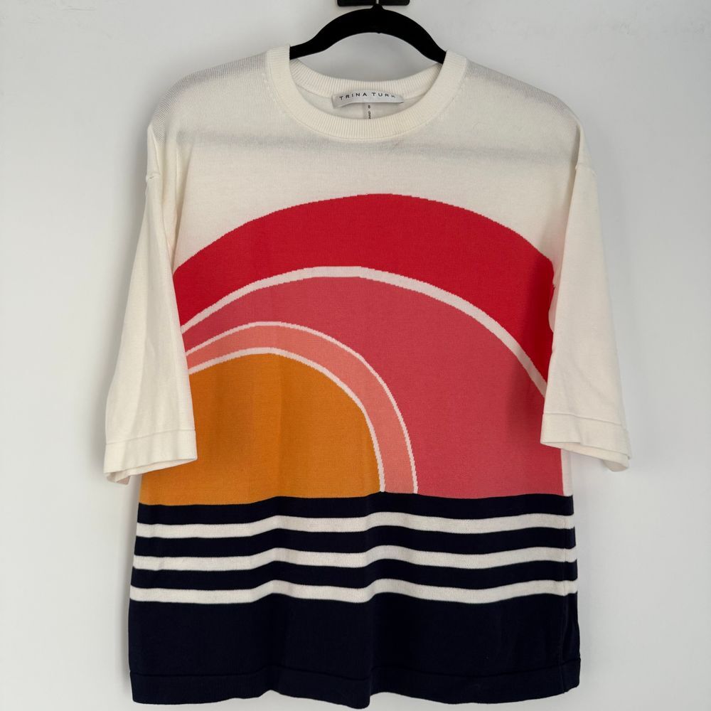 Trina Turk Simonton 3/4 Sleeve Crew Neck Sweater Size‎ Small